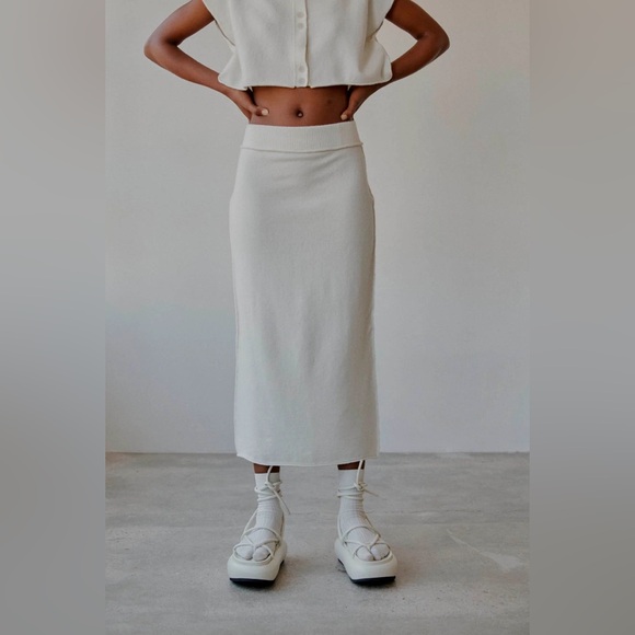 ZARA White Basic Felt Sweater Midi Maxi Knee-Length Pencil Bodycon Modest Skirt - Picture 10 of 16